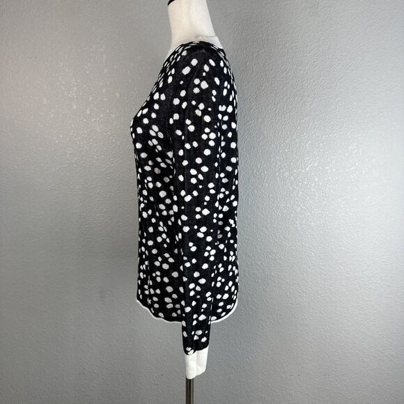 & Other Stories Crew Neck Black Cream Polka Dot Sweater Size S Cotton Modal Silk - Picture 3 of 9